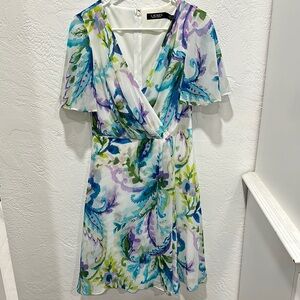 Ralph Lauren multicolored midi dress with flutter sleeves